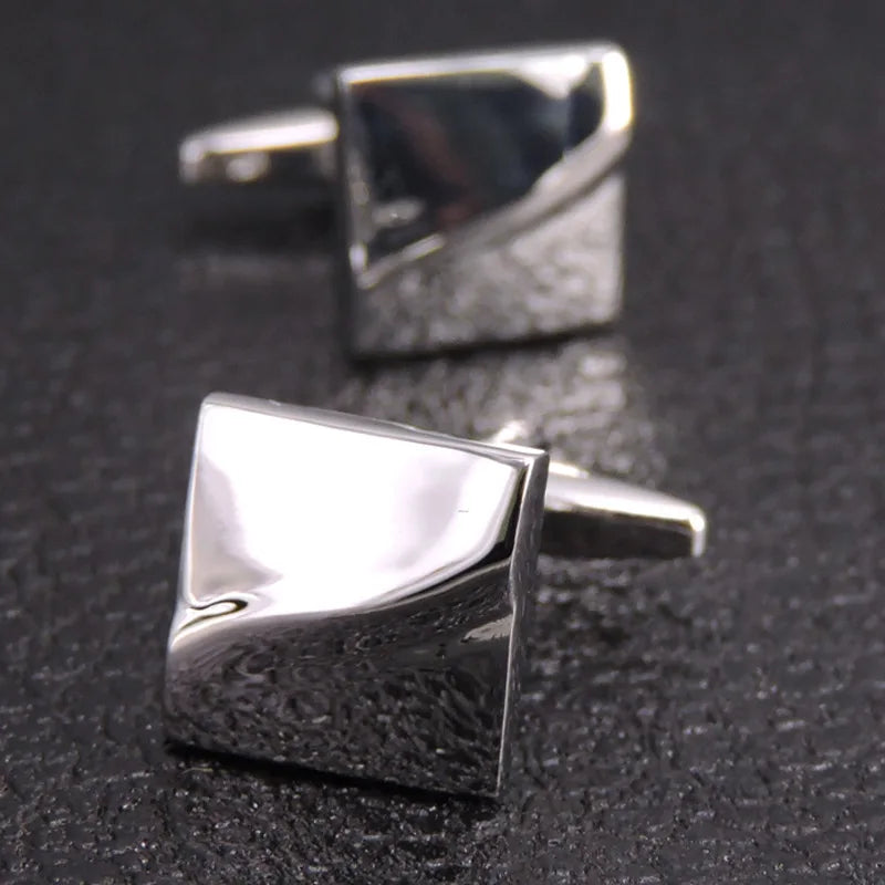Cufflinks For Men Luxury Silvery Cuffs Retro Metal Cuff Links Mens French Square Button Shirts Business Jewelry Gift For Wedding - Free Item.