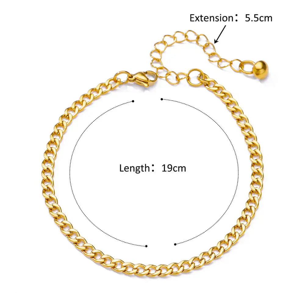 Punk Vintage Twist Rope Chain Anklets for Women Men Gold Color Adjustable Stainless Steel Anklet Jewelry Accessories Gifts 2024