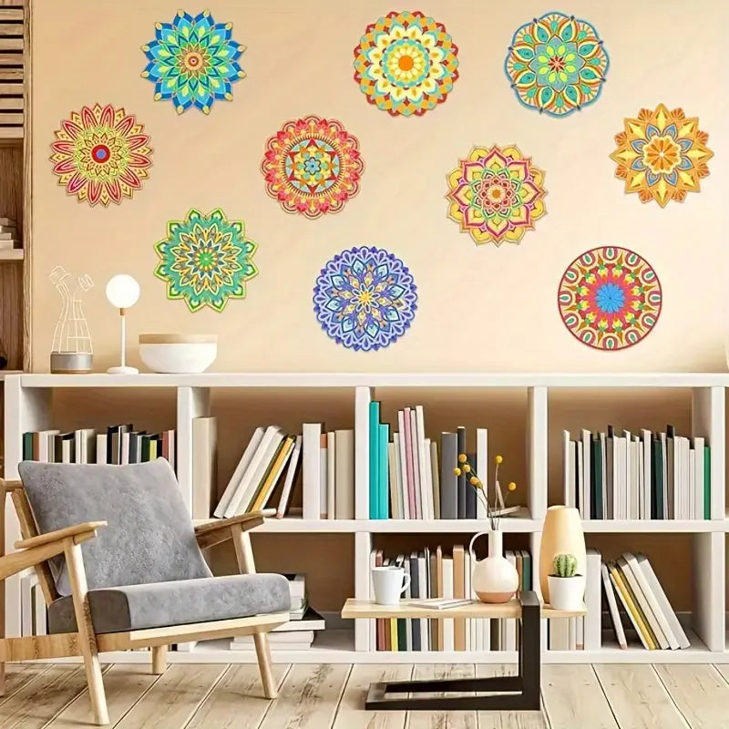 Wooden Mandala Painting10 Unfinished Wood Cutouts with for Making Kit Mandala Crafts for Painting DIY Crafts Home Decors