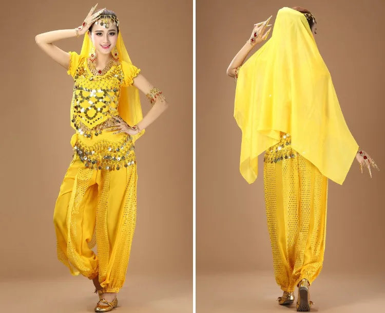 Indain Clothing Dance Practice Clothing Belly Dance Suit New Short-sleeved Suit Belly Dance Clothing Indian Costumes Performance