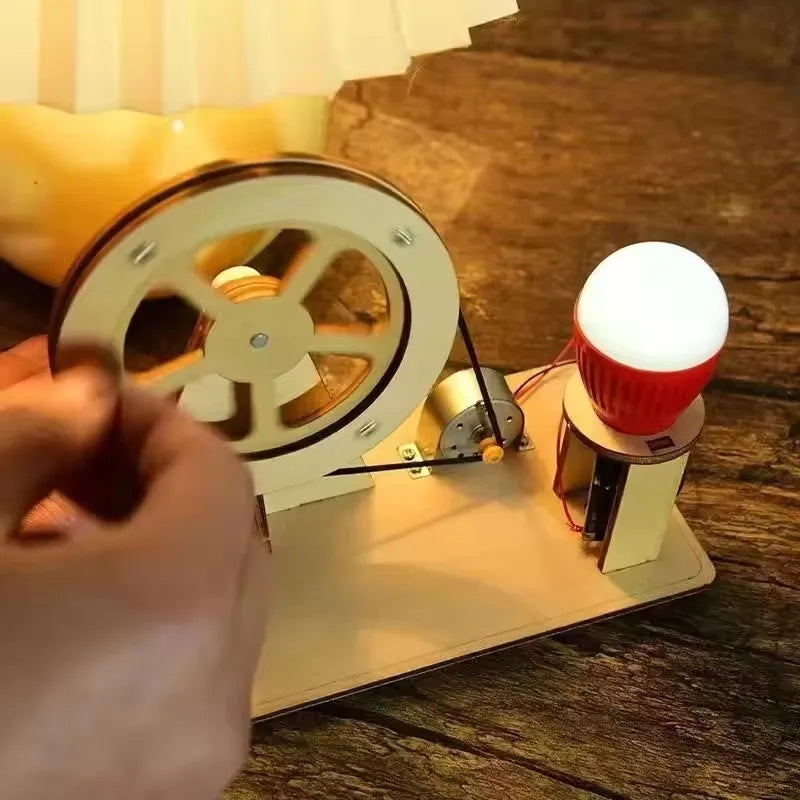 DIY Wooden Hand Generator Kids Science Toy Funny STEM Technology Gadget Physics Kit Educational Toys for Children Learning Toy