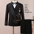Boys Black Suit Three Piece Set Performance Gown Host Formal Wear Choir Stage Costume Birthday Party Evening Celebration Clothes