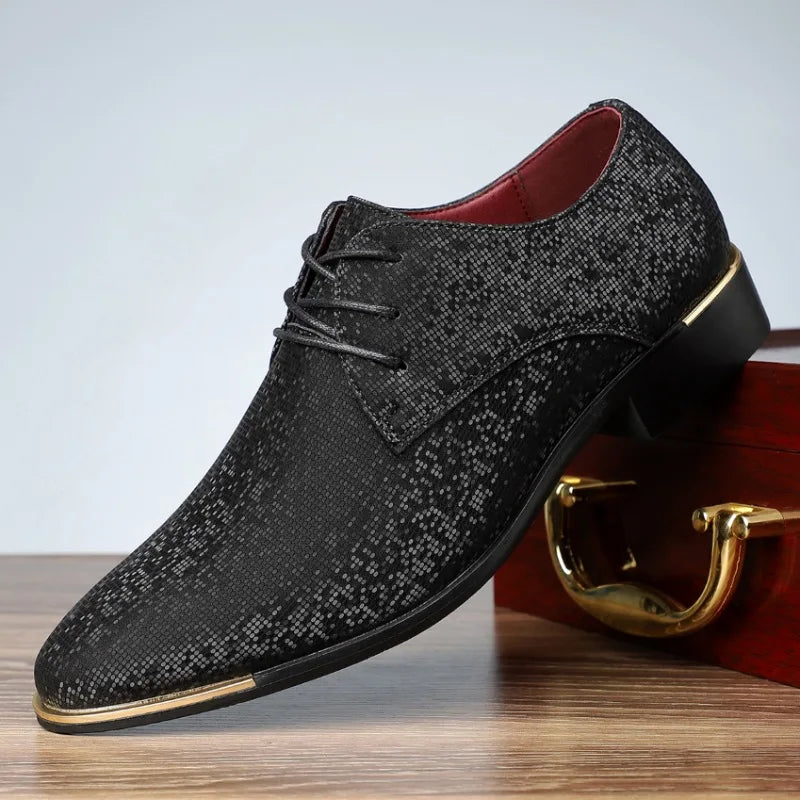 Retro Trend New Men's Black Green Sky Blue Pointed Lace Up Casual Oxford Shoes Wedding Dress Homecoming Footwear Zapatos Hombre