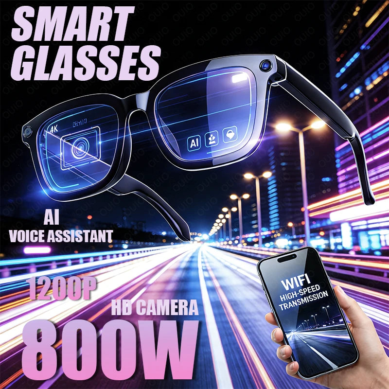 New AI Smart Glasses 800W HD Camera 1200P Video Recorder Waterproof Music Al Voice Translation Identify Pictures Smart Glasses