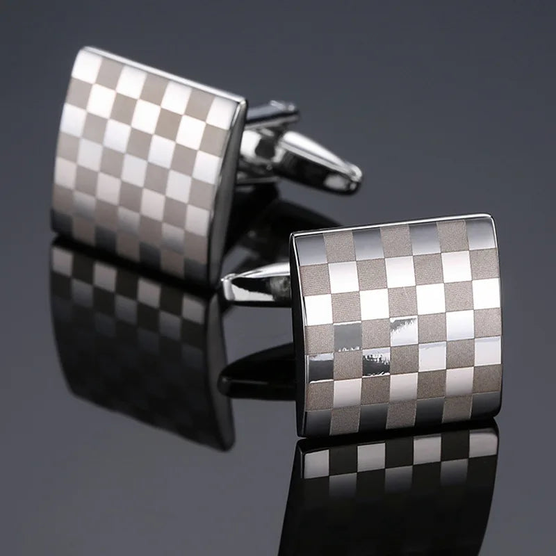 Cufflinks For Men Luxury Silvery Cuffs Retro Metal Cuff Links Mens French Square Button Shirts Business Jewelry Gift For Wedding - Free Item.