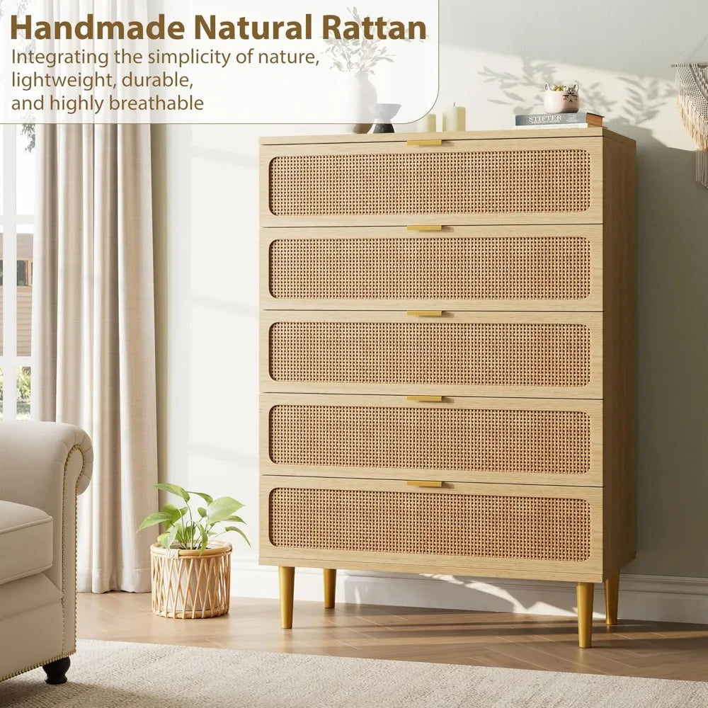 5 Drawer Dressers for Bedroom, Tall Dresser with Deep Drawers, Large Chest of Drawers for Closet with Wide Top
