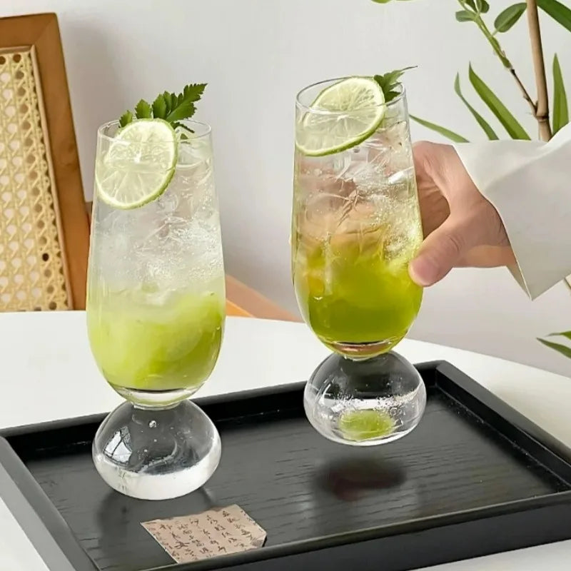 Ball Bottom Glass Juice Cup, Nordic Style Wine Glasses Cups, Creative Soda Bubbles Glass Cup,Restaurant Kitchen Tools
