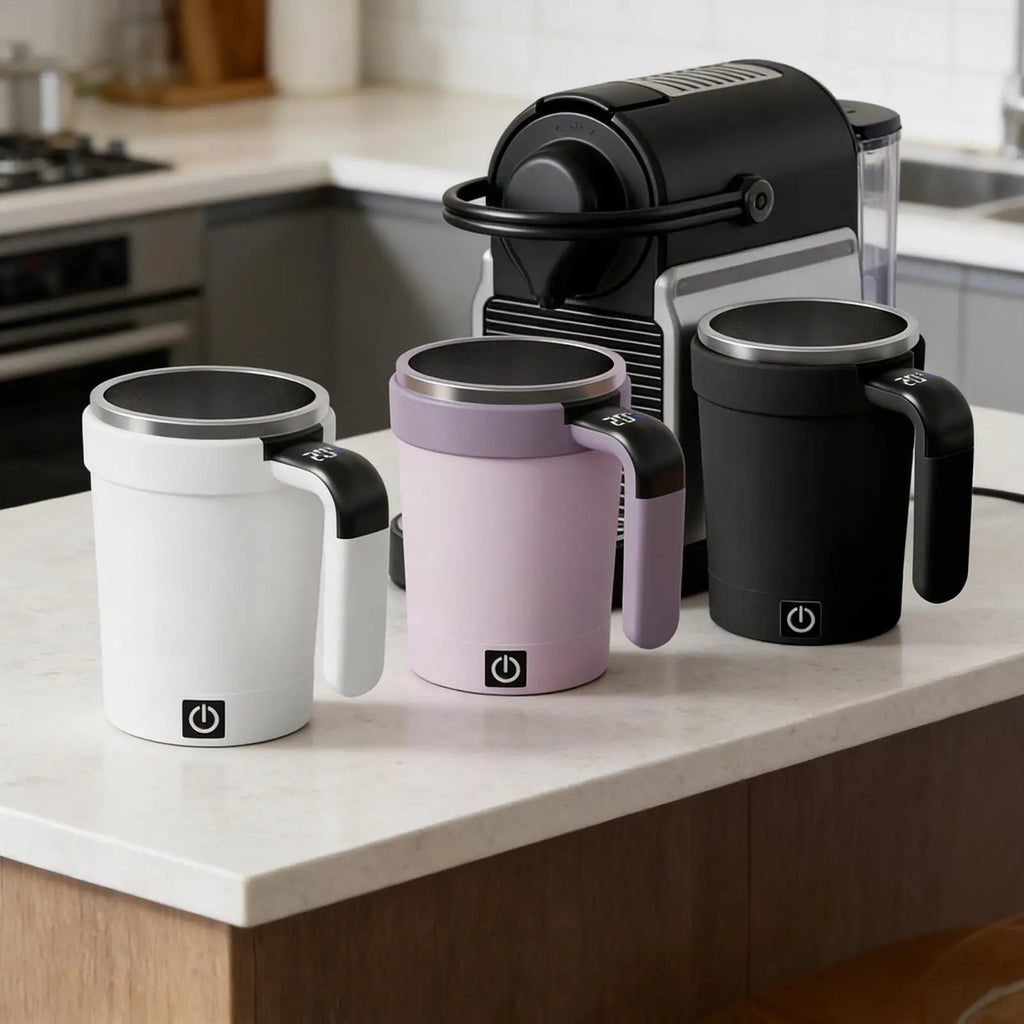 Smart Self-Stirring Coffee Mug 380ml With Temp Display & Rechargeable Battery, Auto Mixes Drinks, Keeps Warm For Desk, Home