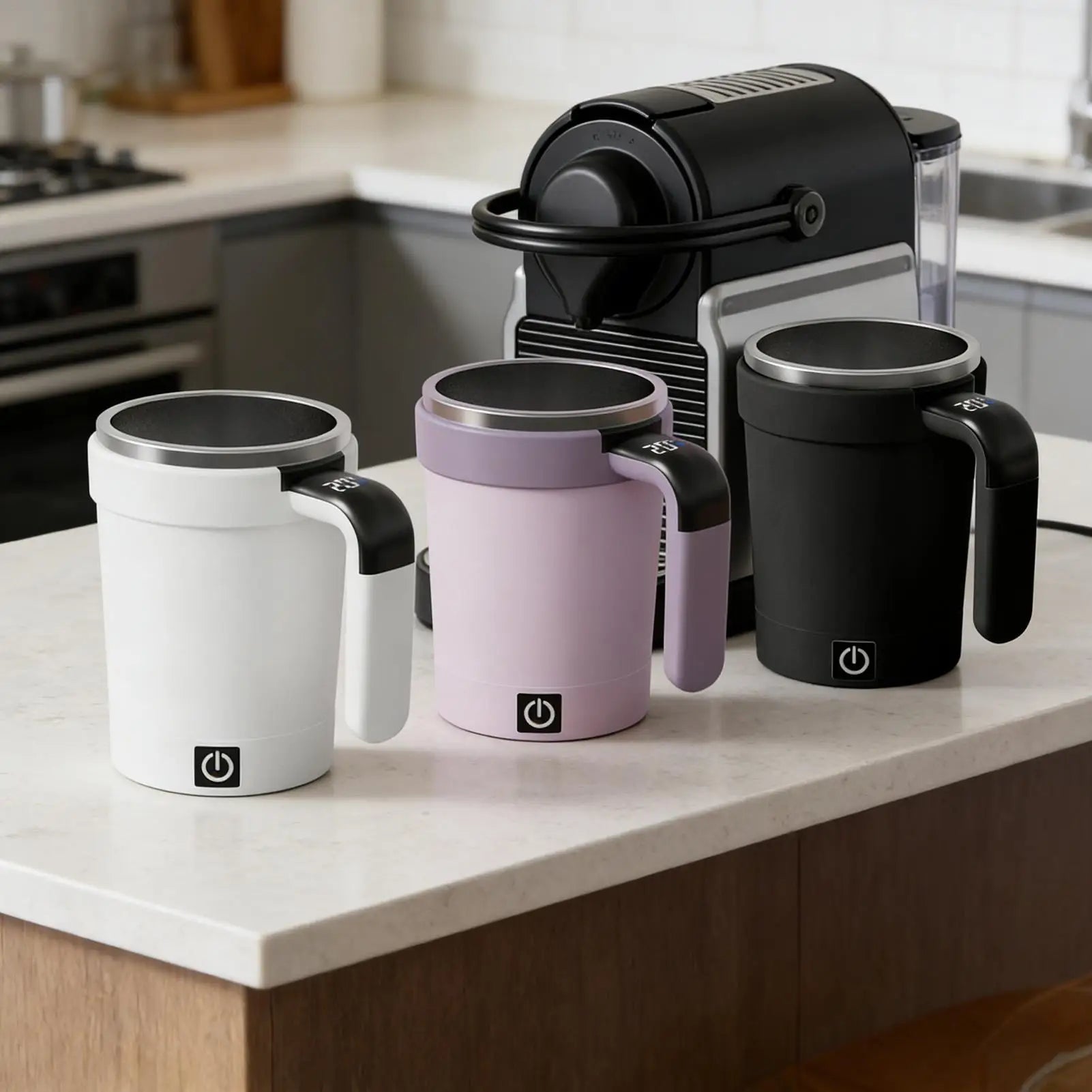 Smart Self-Stirring Coffee Mug 380ml With Temp Display & Rechargeable Battery, Auto Mixes Drinks, Keeps Warm For Desk, Home