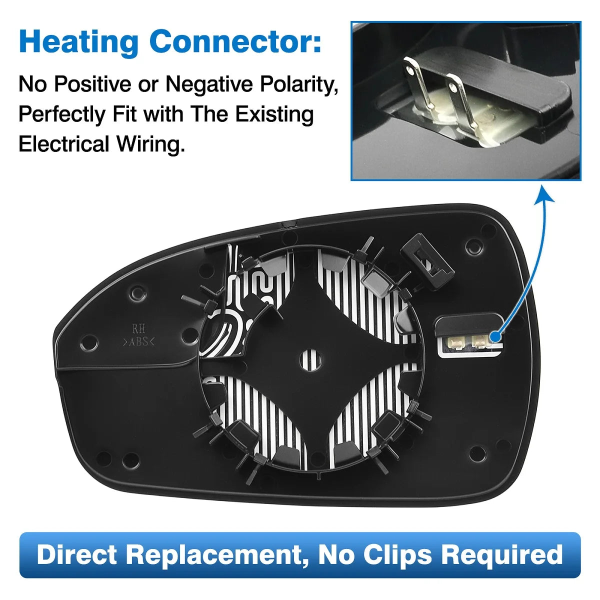 1PCS Replacement for Ford Fusion 2013-2020 Car Side Heated Mirror Glass Rearview Mirror Lens Left /Right DS7Z17K707B USA Version