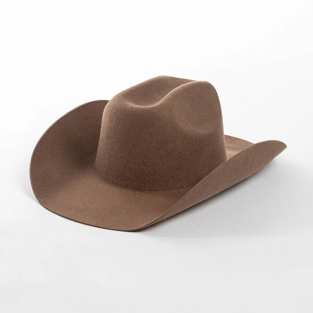 USPOP 100% Wool Cowboy Hat Unisex Wide Brim Felt Hat Solid Color Classic Fedora Style Multiple Sizes S–XL Autumn Winter
