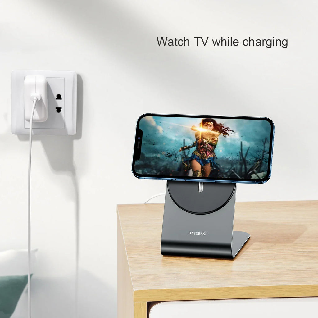 Eary Magnetic Wireless Charger Stand For iPhone 15 14 13 Pro Max Phone Holder Aluminum Metal Wireless Charging Dock Station Base