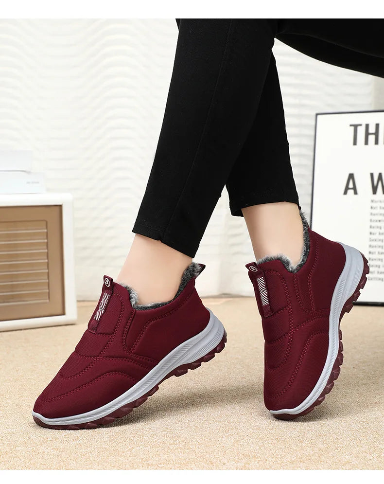Winter Women Boots Outdoor Snow Boots Warm Lightweight Cotton Boot Non-slip Hiking Walking Shoes Fur Comfortable Women Ankle Boo