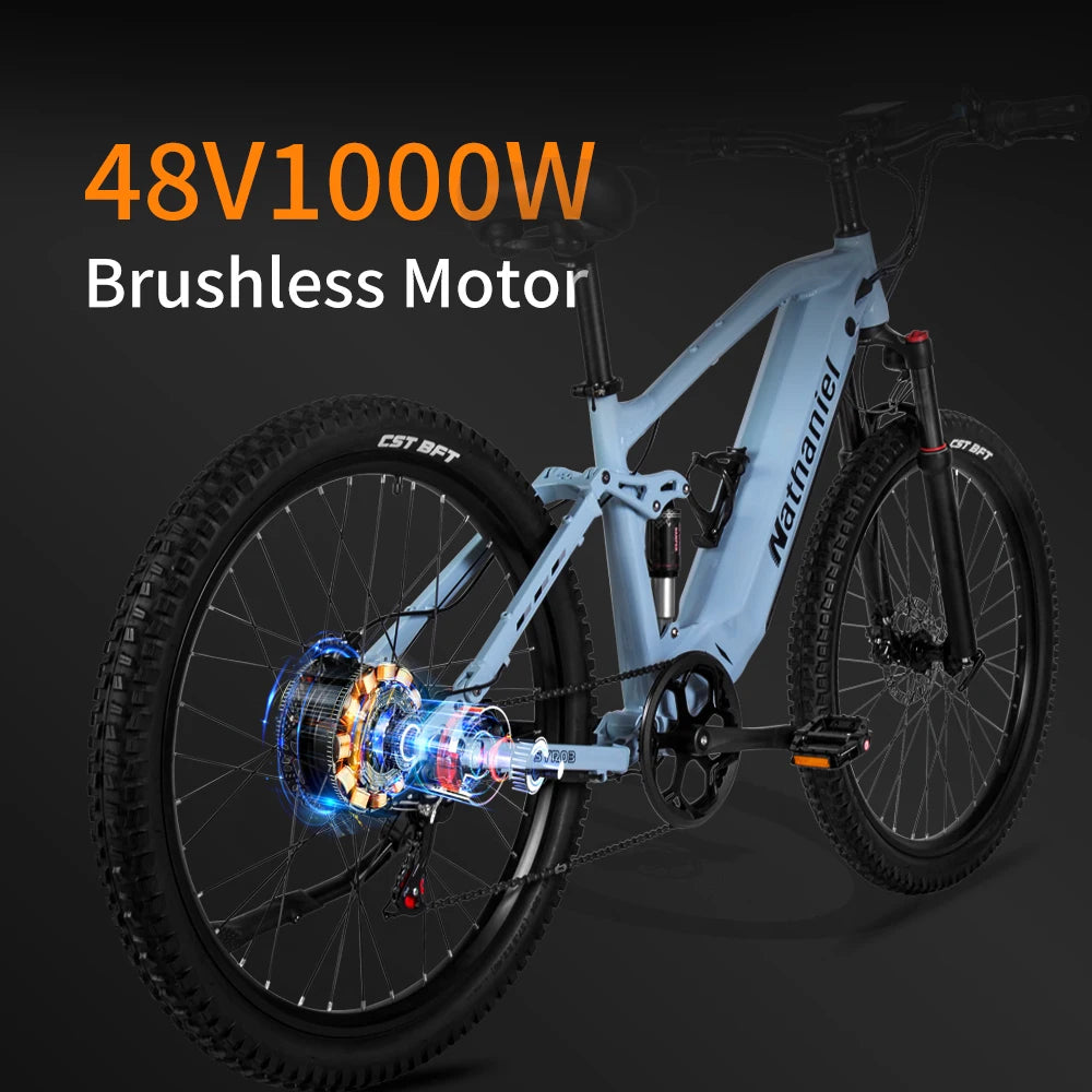 Nathaniel SYR03 E-Bike,1000W 48V 20Ah Lithium battery,27.5” off-road electric assisted bicycle,45Km/h,City Commuter Vehicle bike