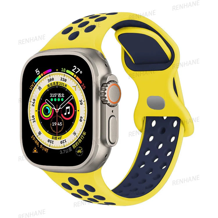 Strap For Apple Watch Ultra 7 8 9 41mm 45mm 40 44 42mm for nike sport Band iWatch serie SE 6 49mm Silicone Breathable bracelet