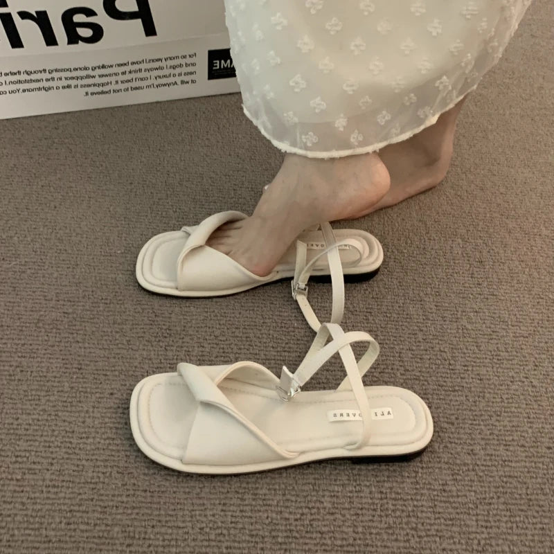 Women's Sandals Summer 2025 New Flat Rubber Sole Comfortable Sandals Breathable Fashion Luxury Outdoor Beach Women's Shoes