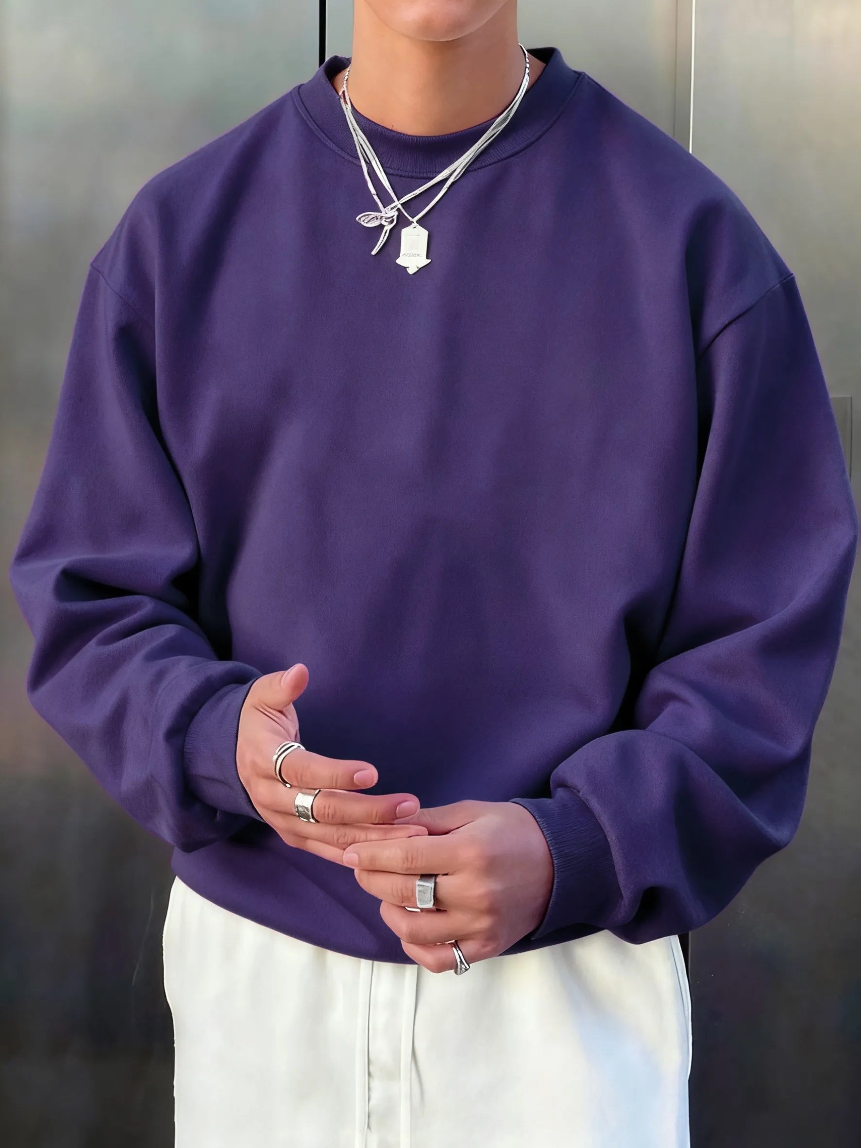 Man'S Fleece Autumn Top Street All-Match Pullovers Comfortable Basics Sweatshirts Sport Casual Sportswears Daily Soft Clothing