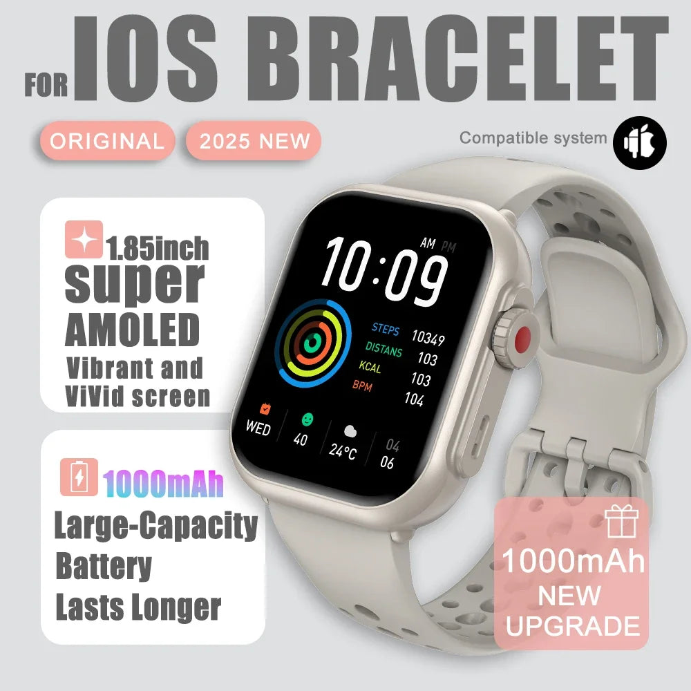 AI Voice Smart Watch Men Women 1.85 inches 1000mAh IP68 Bluetooth Call Blood Pressure Sleep Monitoring 100+Exercise Smart Watch