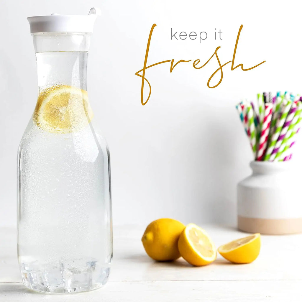1.5L Elegant Carafe w/ Flip Top - Leak-Proof Juice & Iced Tea Dispenser, Stylish Home Decor for Kitchen, Parties