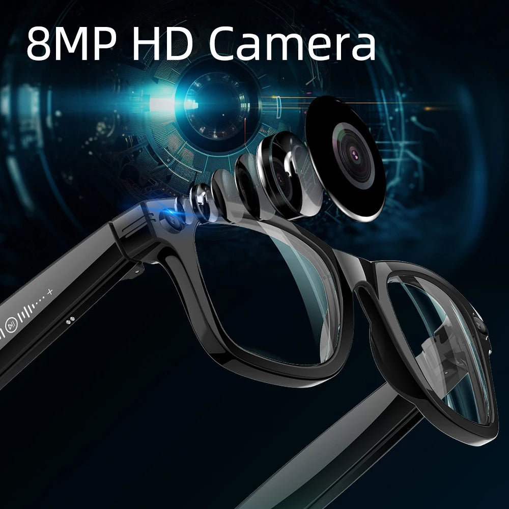 2026 New AI Smart Glasses with 8MP Camera 1080P Video Record 4GB Men Women SI Real-time Translation BT Call Music Play Lenses