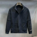 Male Clothes Fleeced Pullover Sweatshirt For Men Half Zip Embroidered Hoodieless Top 2025 New In Low Price Offers Sweat Shirt