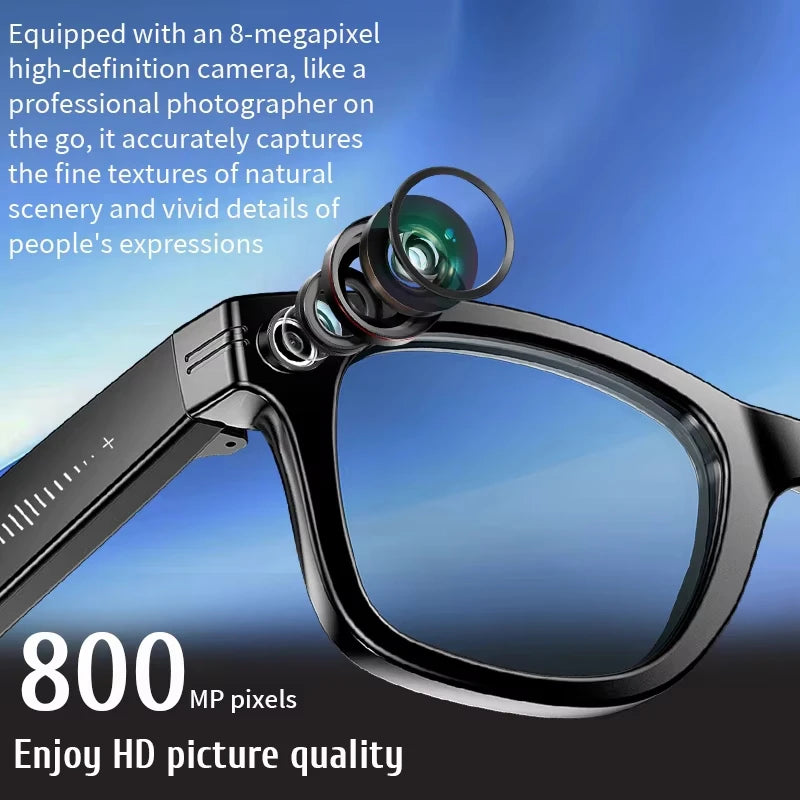 AI Smart Glasses 800W Pixel Camera Photo Video Sunglasses AI ChatGPT Translation Recording Office Meeting Bluetooth Call Glasses