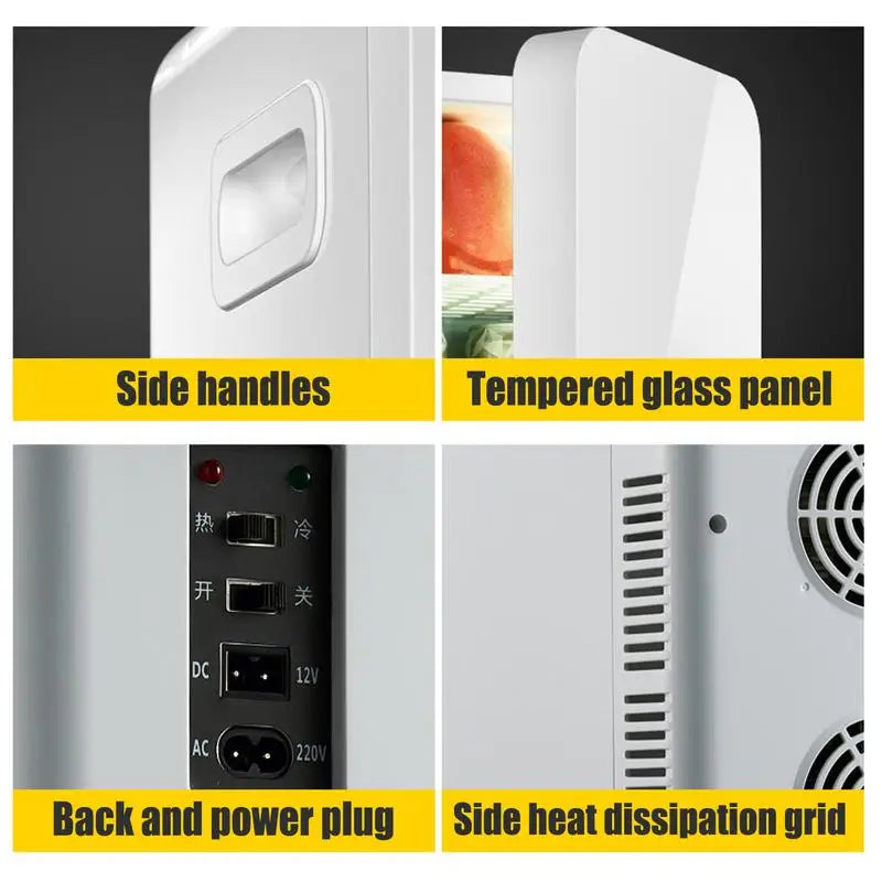 8L Portable Car Mini Small Refrigerator Electric Freeze Heating Dual Use Household Refrigerator SkinCare Makeup Storage 12V 220V