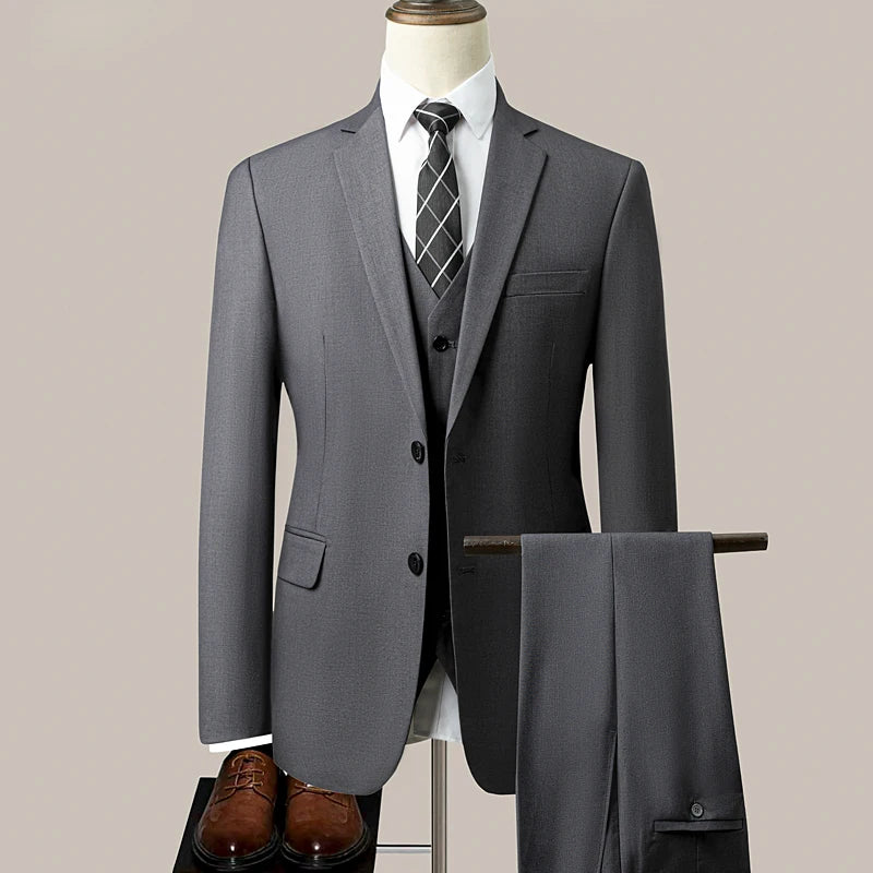 Three-piece suit in new fabric for men, fashionable for business, gentleman's wedding, casual, professional formal wear. M-6XL