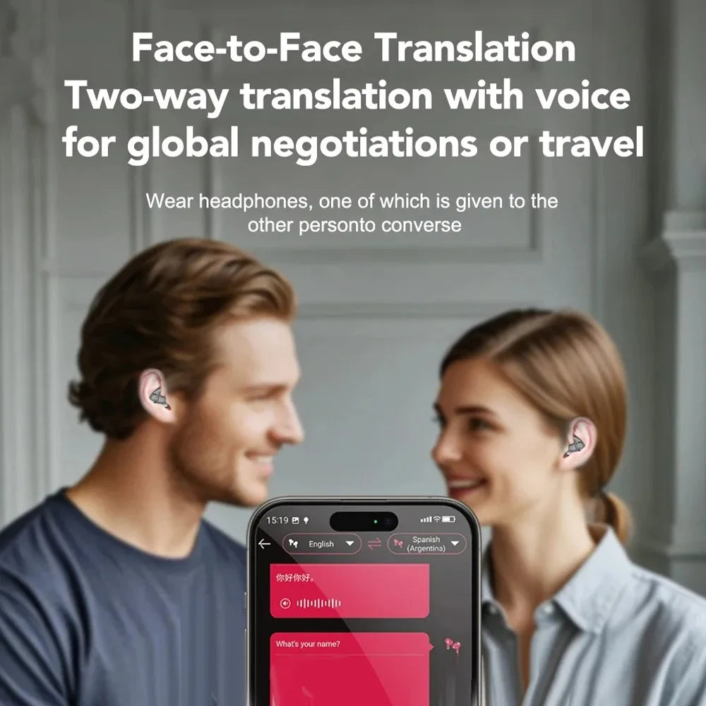 Bluetooth 5.3 AI Translation Earphones Support 135 Language Wireless Headphones Sleep Headsets HiFi Noise Reduction Earbuds