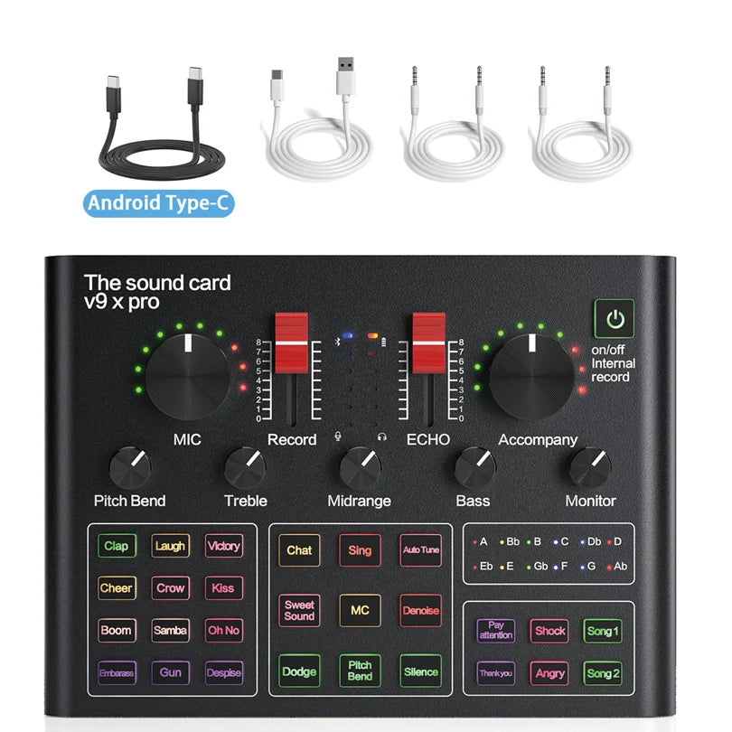 Microphone BM800 Professional Sound Card Audio Interface Mixer With For Smart Phone,PC,Live Streaming,Recording DJ Equipment