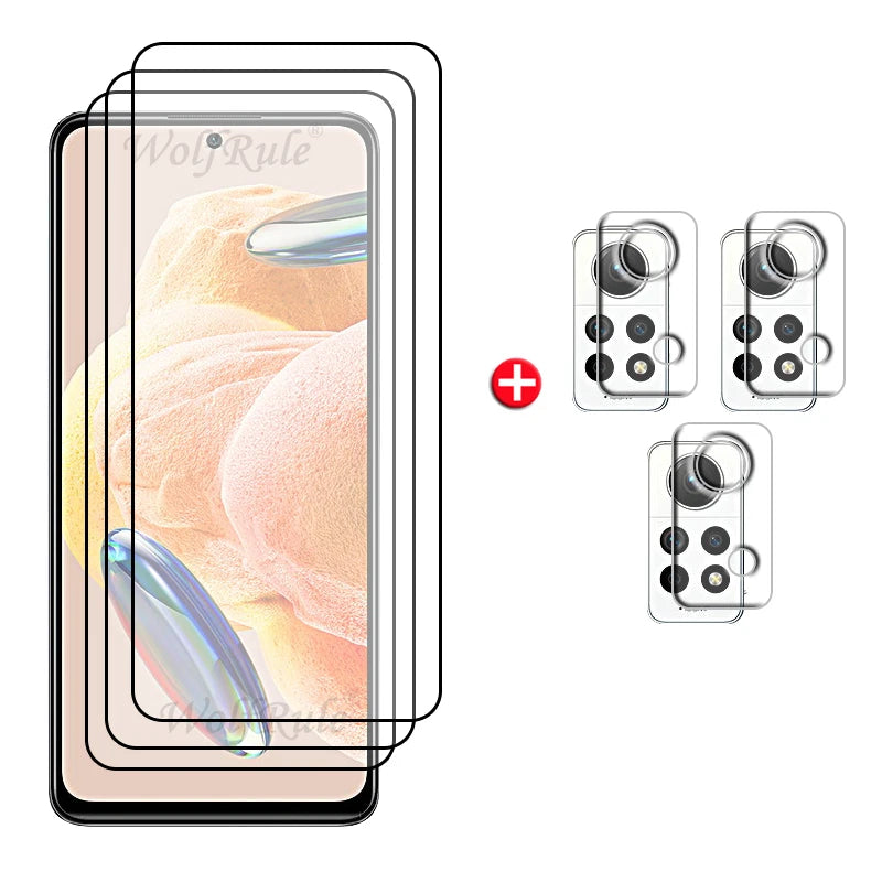 6-in-1 For Redmi Note 12 Pro Glass Redmi Note 12 Pro 4G Full Cover Glue Screen Protector Xiaomi Redmi Note 12 Pro 4G Lens Glass