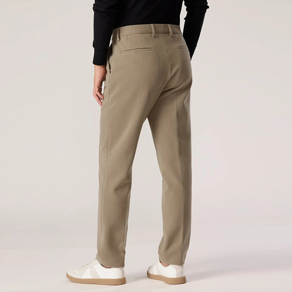 Autumn and Winter Khaki Woolen Trousers for Men, Business Casual, Warm, Casual Straight-Leg Pants