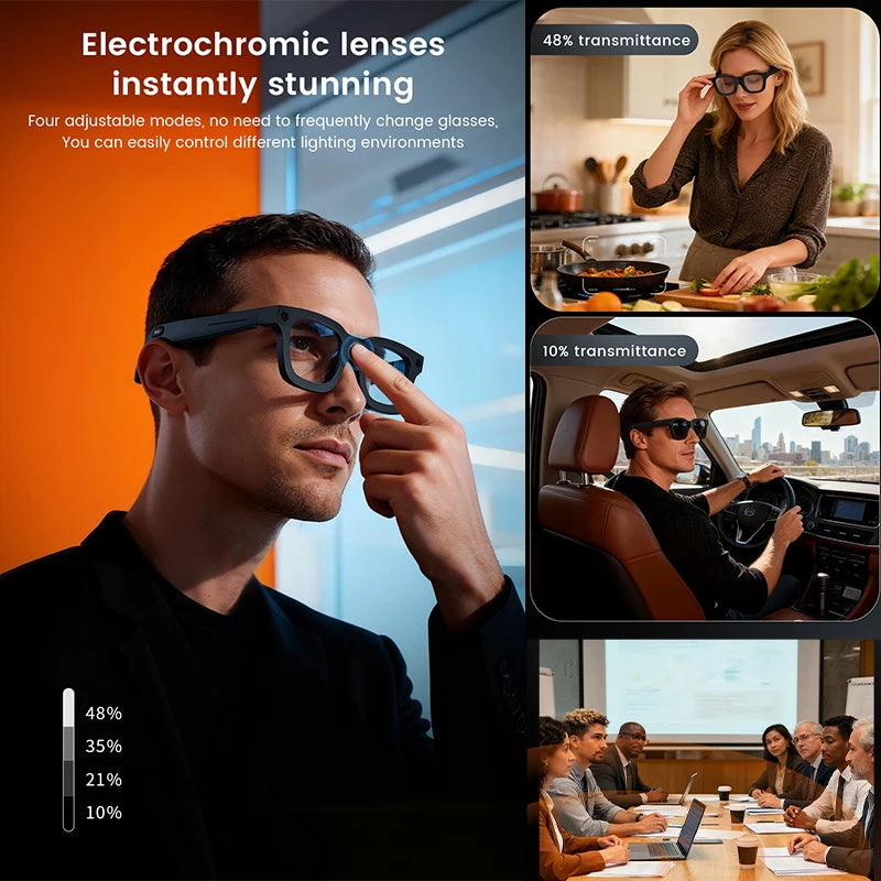 AI Smart Glasses 800W Pixel Camera Video Sport Sunglasses Recording AI Voice Translation Music WIFI Transmission BT Call Glasses