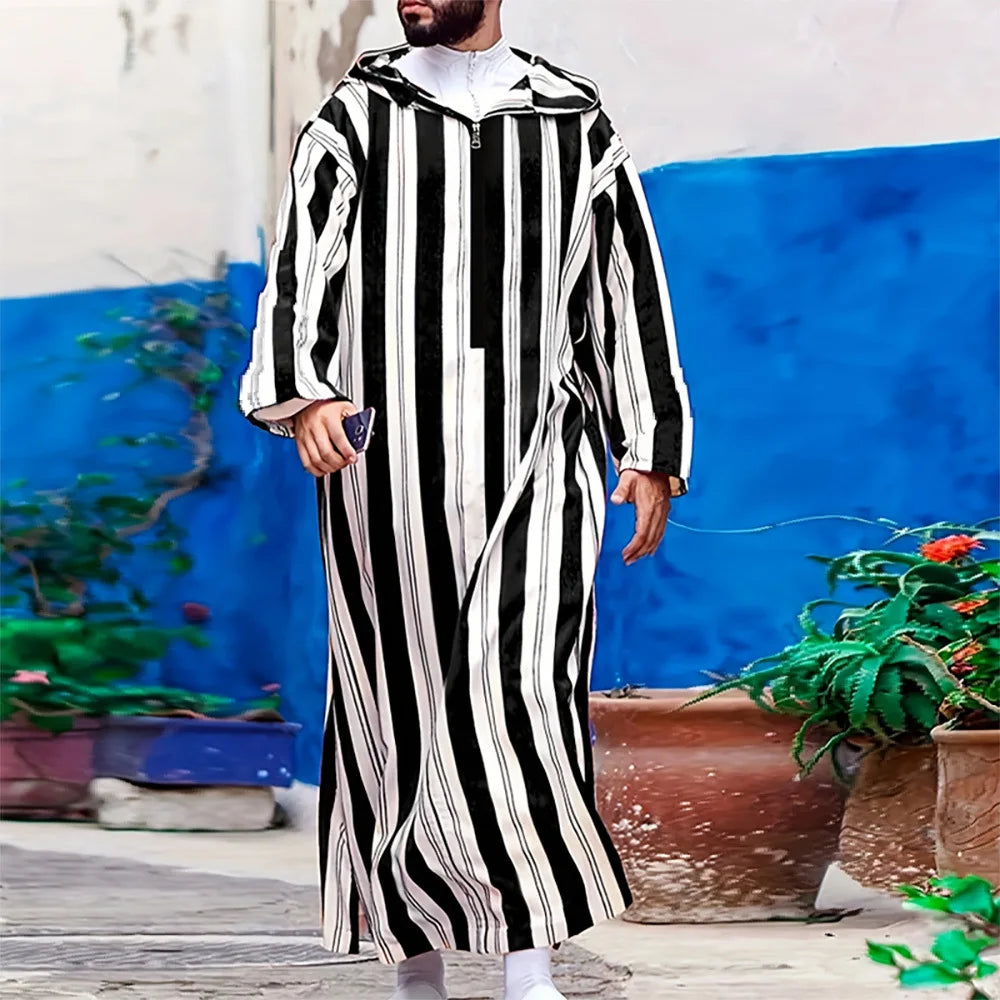 Arab Islamic Embroidered Kaftan Robe with Side Pockets Men Women