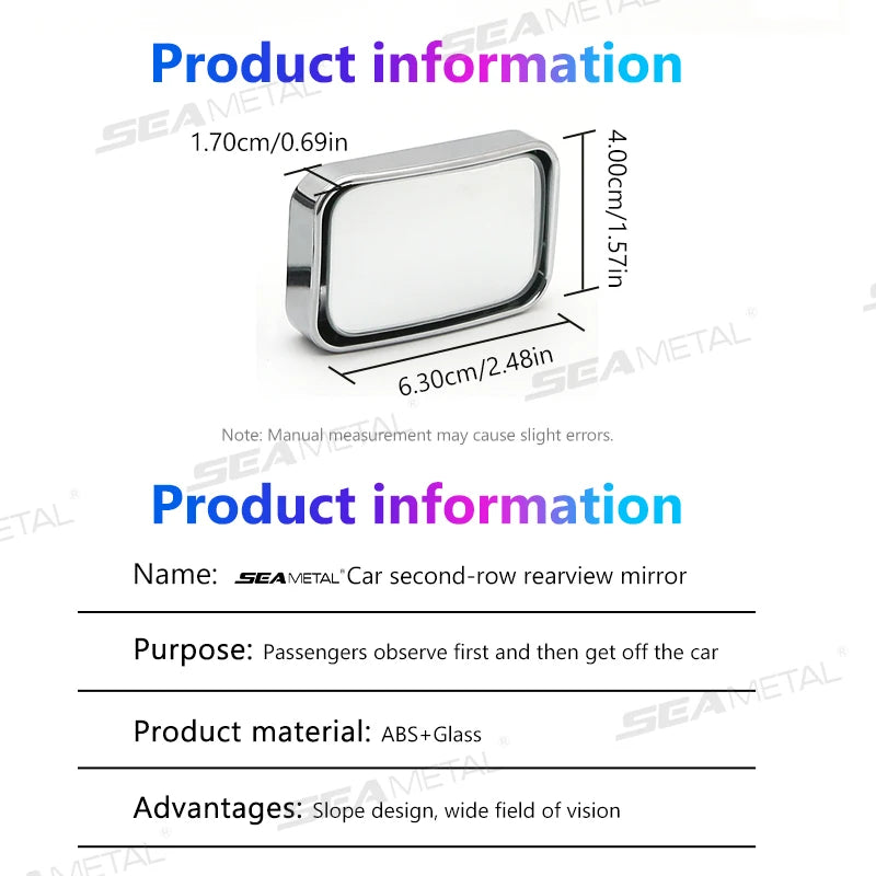 SEAMETAL 2Pcs Rearview Mirror for Back Passenger HD Glass Wide Angle Convex Mirror Adjustable Car Blind Spot Rear View Mirror