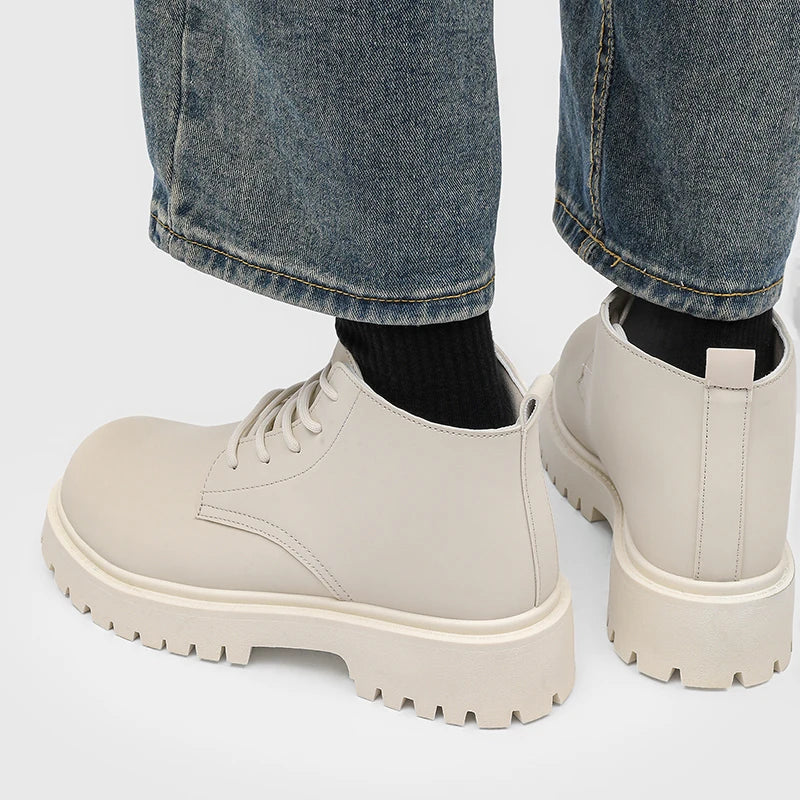 Men's High Top Platform Boots British Style High-end Chelsea Boots Fashion Retro Men Tooling Ankle Boots Mens Shoes Botas Hombre