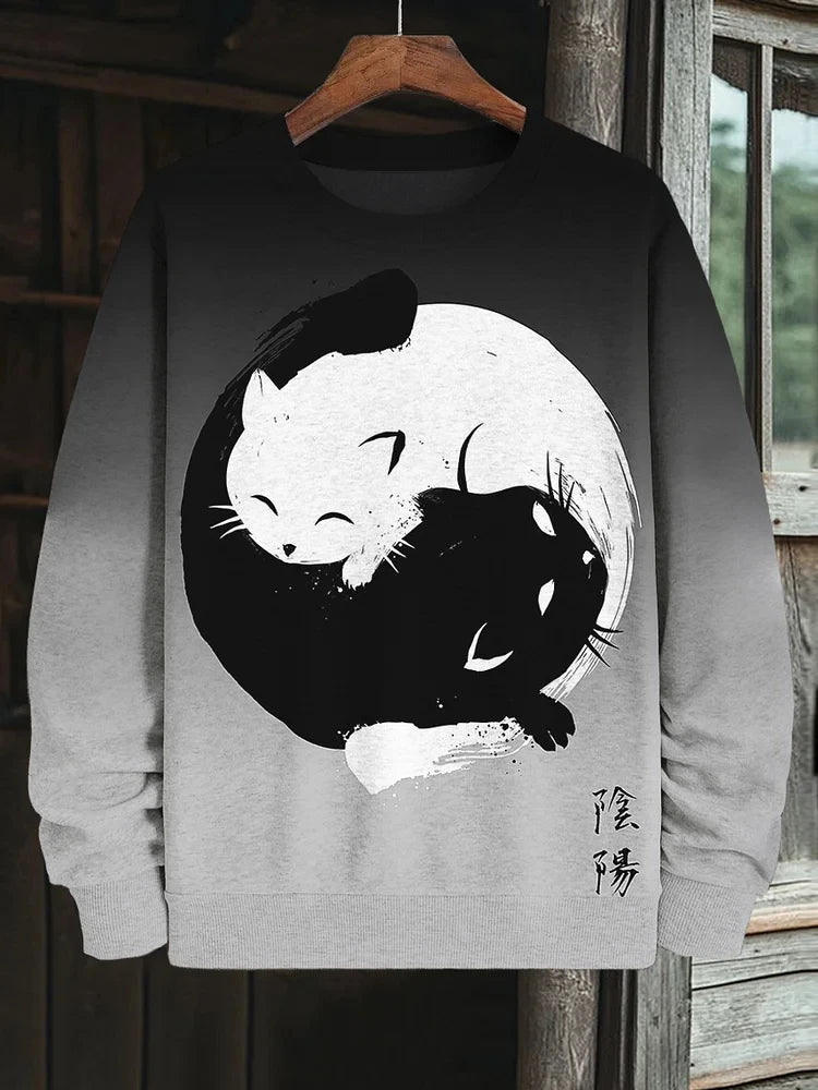 Funny Cat Pattern 3D Printed round-neck sweatshirt Hoodies Long Sleeves Sweatshirts Hip Pop Pullovers Men Women Clothing Tops