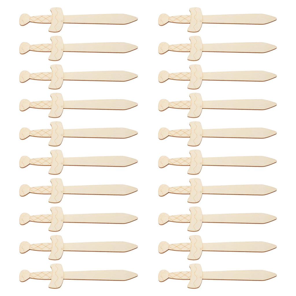 20Pcs Wooden Swords to Decorate Unfinished Pirate Swords Painting Crafts for Kids DIY Art Party Classroom Projects Wood Craft