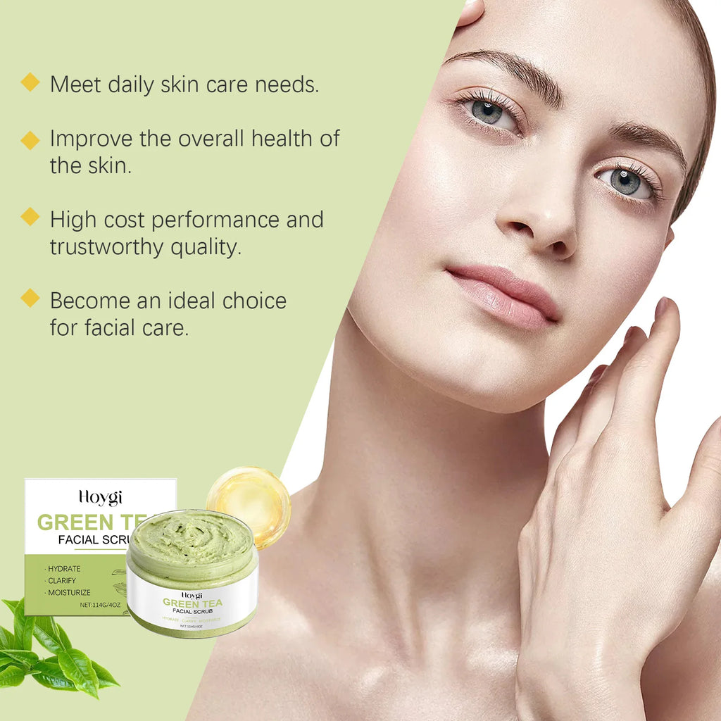 Green Tea Facial Scrub: Cleanses Pores Moisturizes Gently Exfoliates Enhances Skin Radiance, And Deeply Nourishes Facial Skin