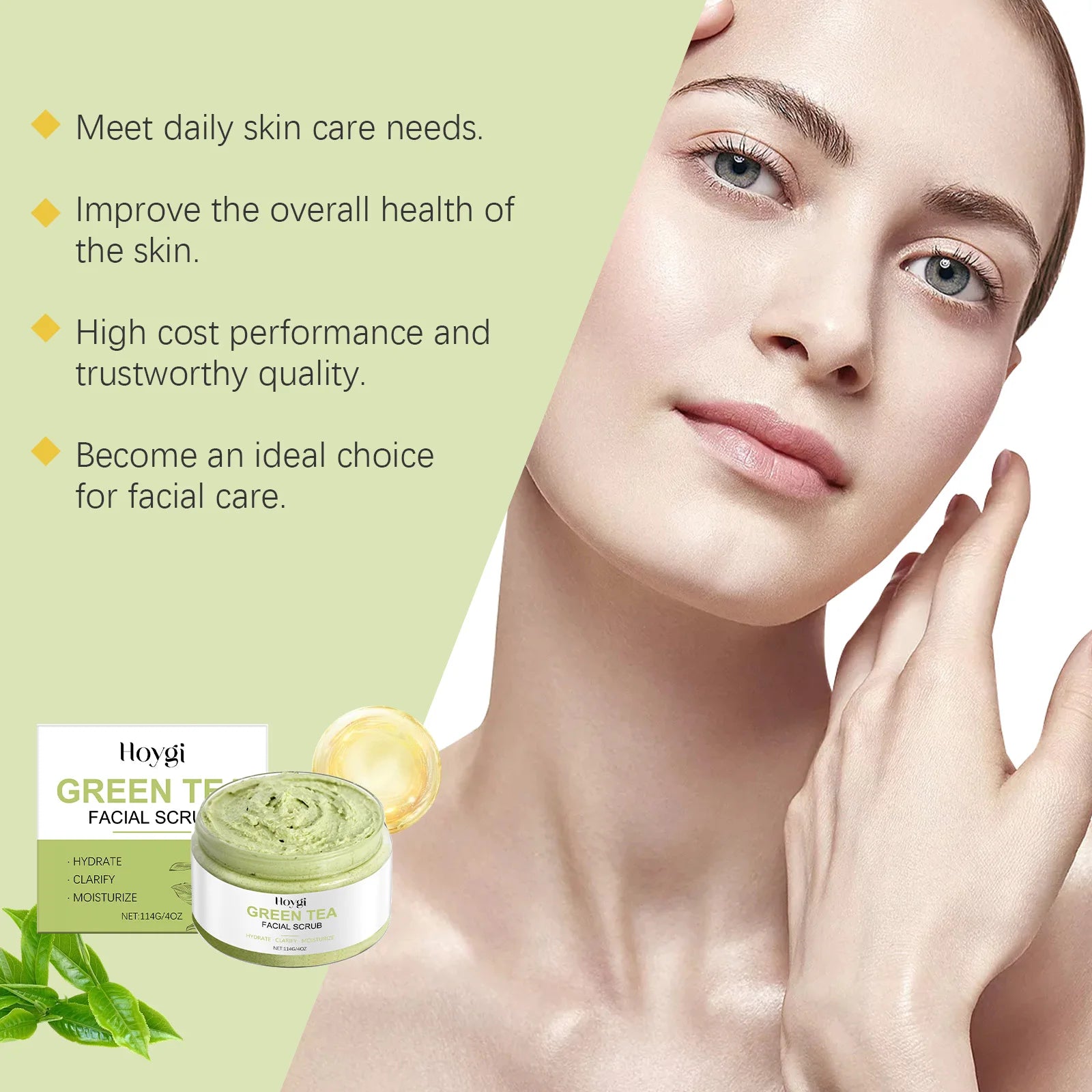 Green Tea Facial Scrub: Cleanses Pores Moisturizes Gently Exfoliates Enhances Skin Radiance, And Deeply Nourishes Facial Skin