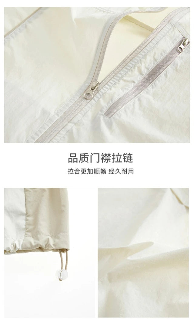 Summer UV Protection Hooded Jacket Unisex UPF50+ Ultra Thin Ice Silk Fishing Skin Coat with Quick-Dry Technology Outdoor Sports