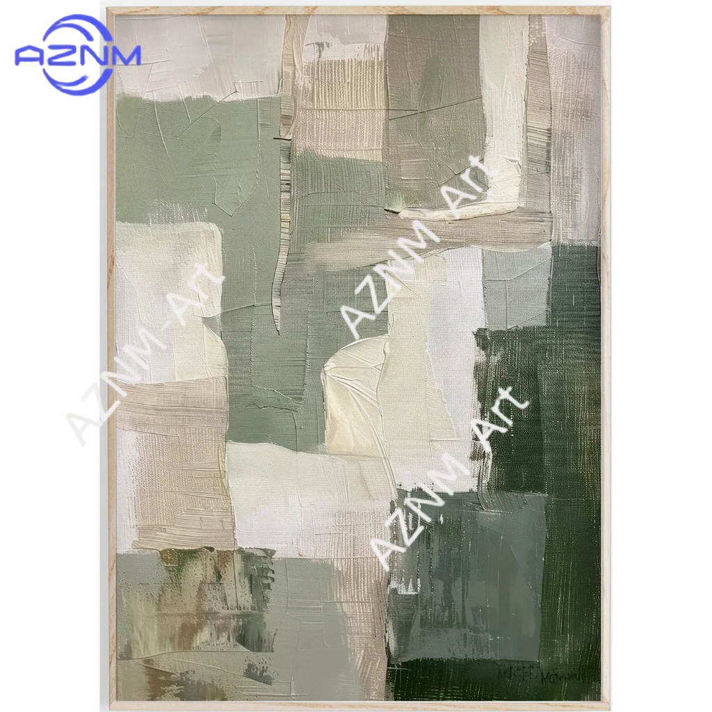 1/2Pcs Green Abstract Painting Set of 2, Neutral Acrylic Print, Sage Pastel Green, Modern Minimalist Poster, Wall Decor