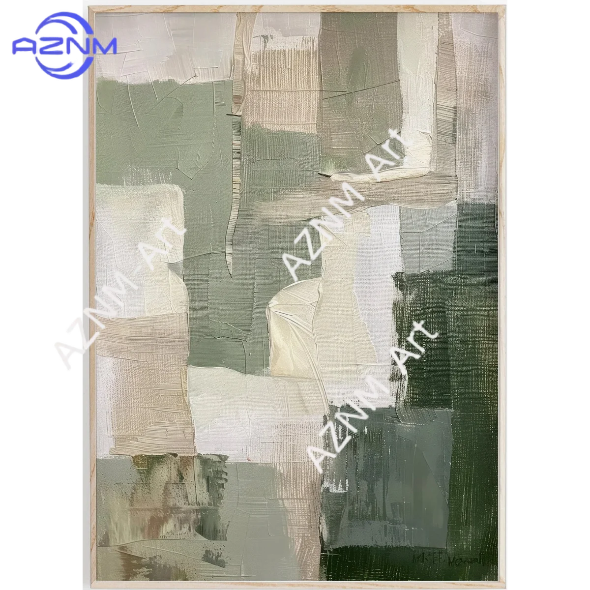 1/2Pcs Green Abstract Painting Set of 2, Neutral Acrylic Print, Sage Pastel Green, Modern Minimalist Poster, Wall Decor