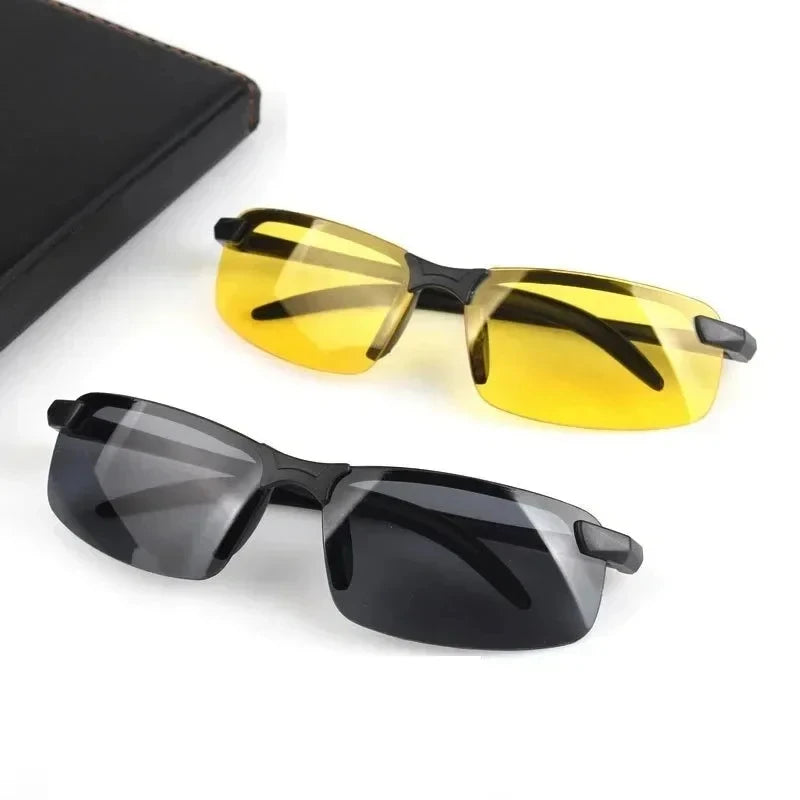 Night Vision Glasses Men Anti-Glare Driving Goggle Half Frame Polarized Sunglasses for Driver UV400 Day and Night Glasses