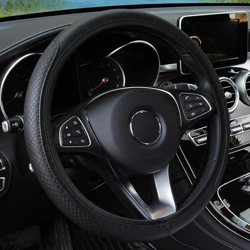 SEAMETAL 37-39CM Steering Wheel Cover Anti Slip Breathable Steering Cover Universal Microfiber Leather Steer Wheel Protector - Free Item.