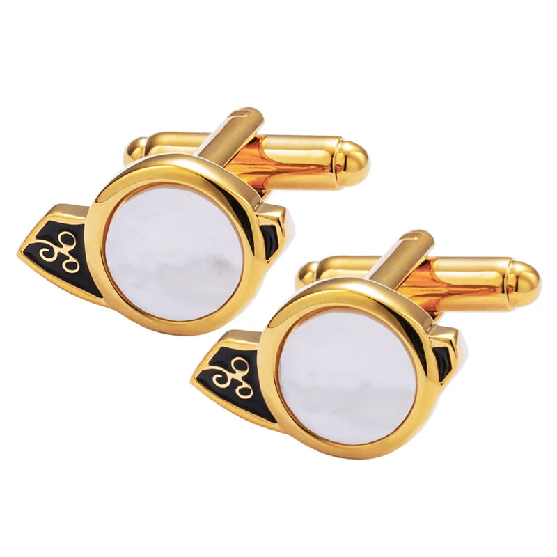 KFLK Shell Cuff links Necktie clip Tie pin for Mens Women Tie bars Cufflinks Tie clip Set Cufflinks Guests Cuff links Wholesale