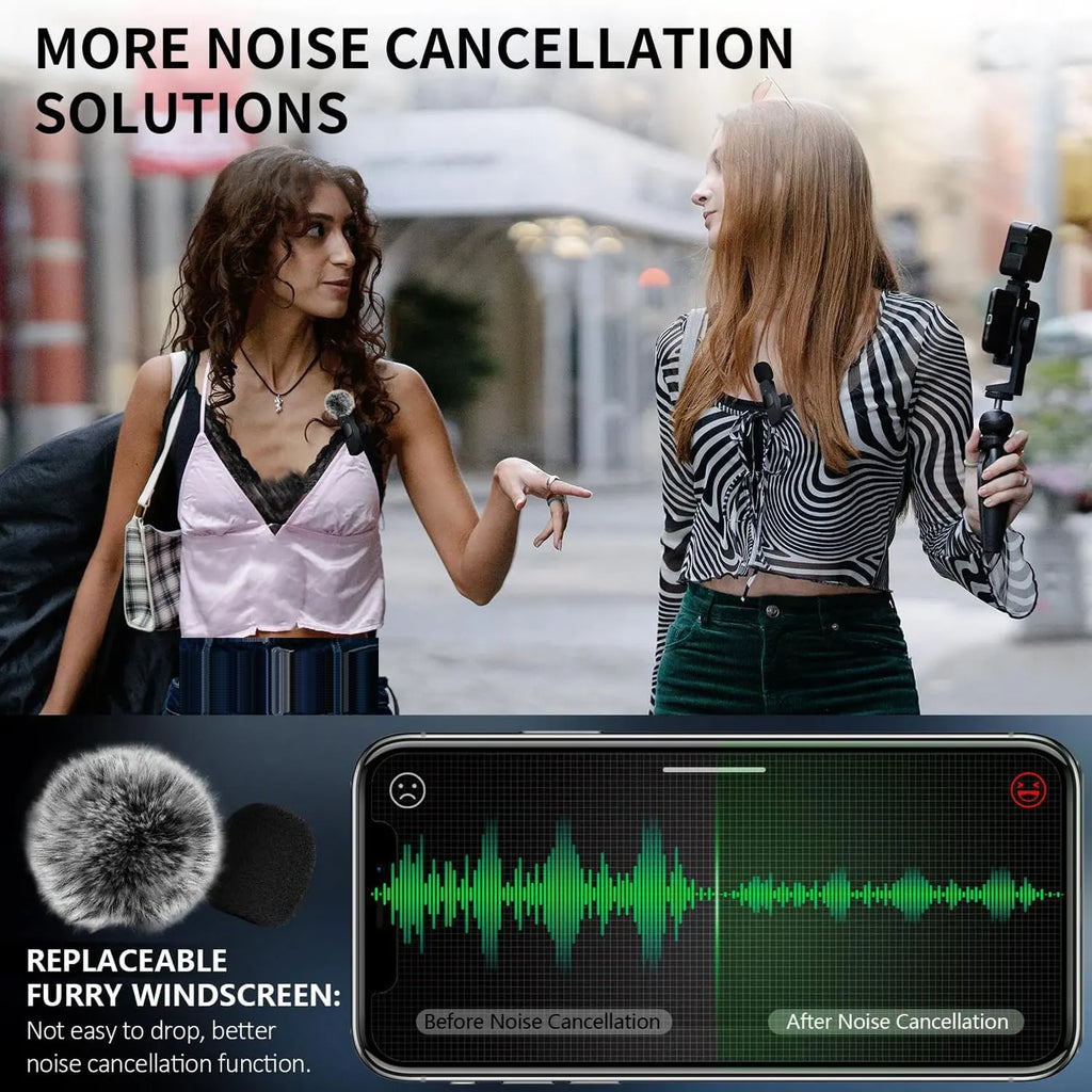 K60 Wireless Lavalier Microphone Mini Audio Video Recording Mic For iPhone Android Laptop Live Gaming Mobile Phone Microphone