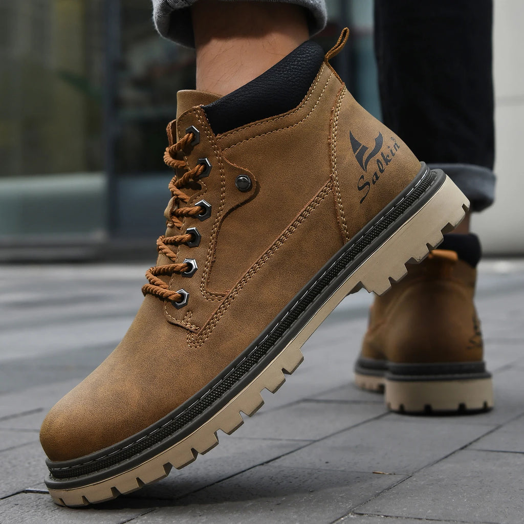 Classic Handmade Leather Men Boots Work Shoes Outdoor Hiking Boots Sneakers Hombres Botas Winter High Top Footwear Anti Slip