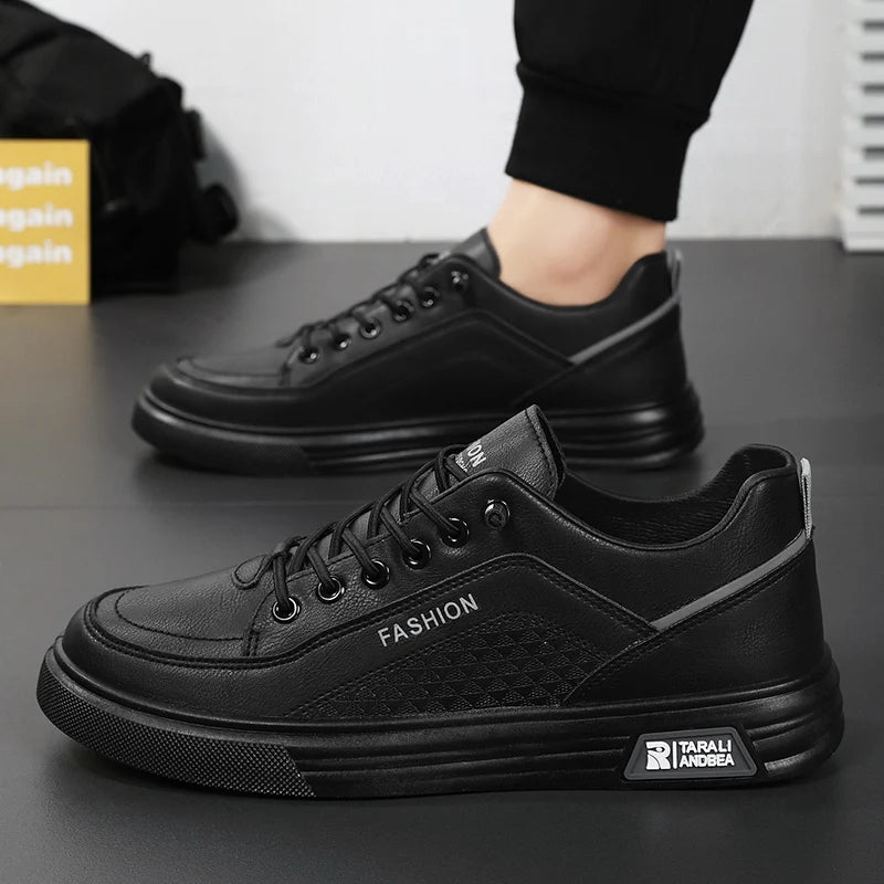 White Shoes Comfort Sports Vulcanized Shoes Zapatillas De Hombre Mens Casual Sneakers New Fashion Lace-up PU Leather Casual