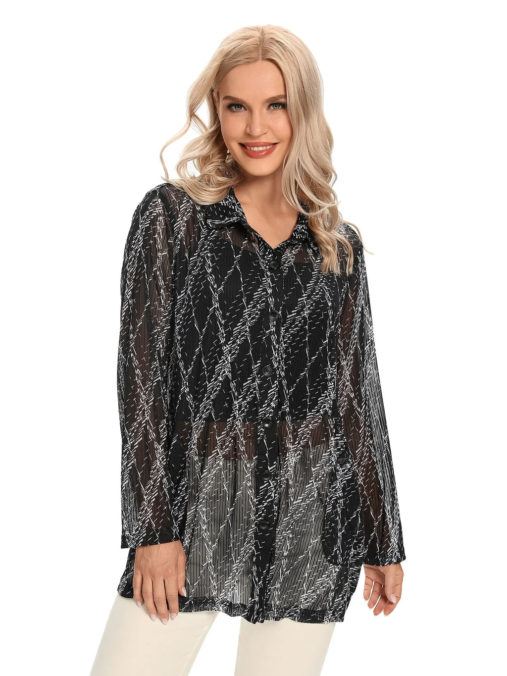 Women Woven Fashionable Casual Shirt For Spring And Autumn